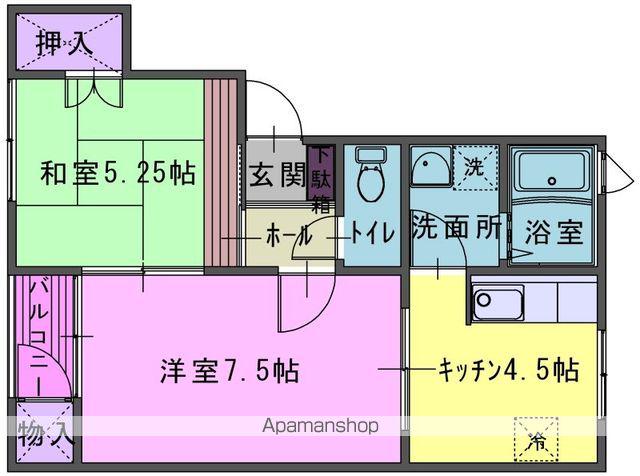 ミルリジェールC(2K/1階)の間取り写真