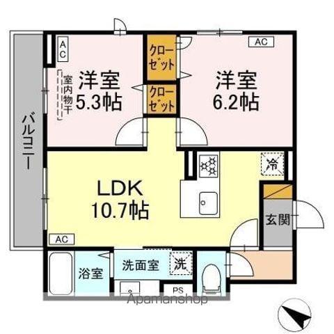 D-ROOM新宿I-A(2LDK/2階)の間取り写真
