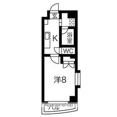 タウンライフ朝日が丘(1K/4階)の間取り写真