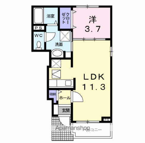 サンパティーク・ヴィラ(1LDK/1階)の間取り写真