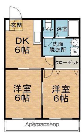 アップルハイツ(2DK/2階)の間取り写真