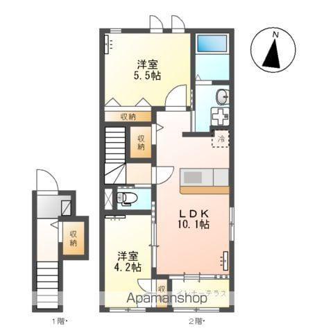 ボヌール(2LDK/2階)の間取り写真
