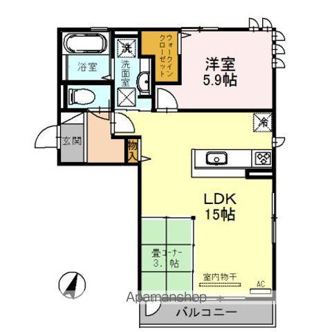 ルナピエーナ A棟(2LDK/2階)の間取り写真