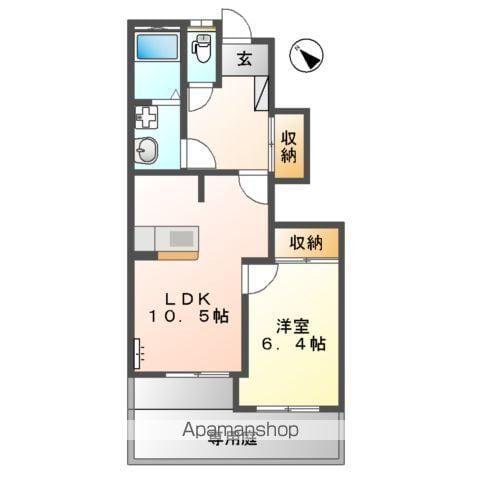 プレサスガーデン(1LDK/1階)の間取り写真