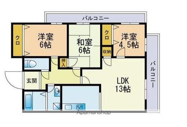 エム・ジャルダン(3LDK/11階)の間取り写真