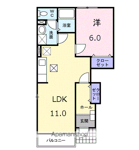 パシオンアミーゴⅡ(1LDK/1階)の間取り写真