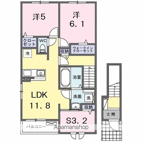 メゾン・ド・ティアラ阿南 N(2LDK/2階)の間取り写真