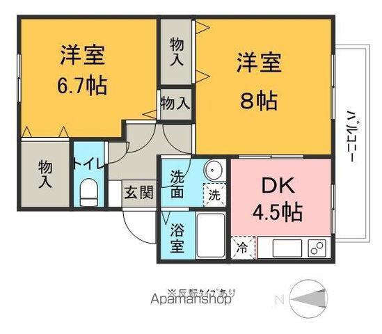 クレール南浅間(2K/2階)の間取り写真