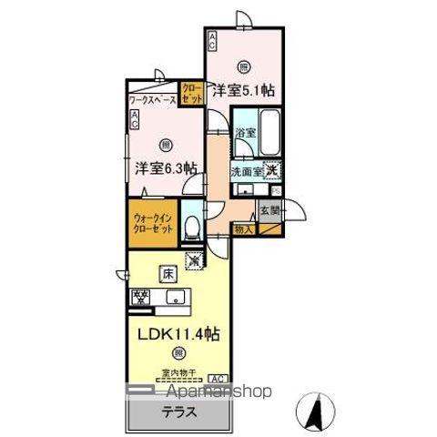 グリーンヴィラ ピッケル(2LDK/1階)の間取り写真