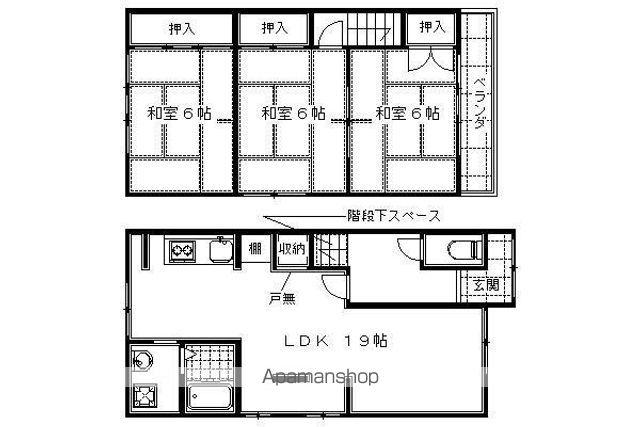 京阪電気鉄道京阪線 伏見稲荷駅 徒歩3分 2階建 築57年(3LDK)の間取り写真