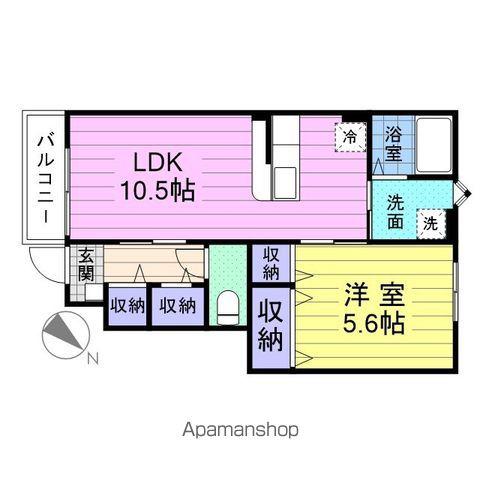 BEFINE新利府(1LDK/1階)の間取り写真