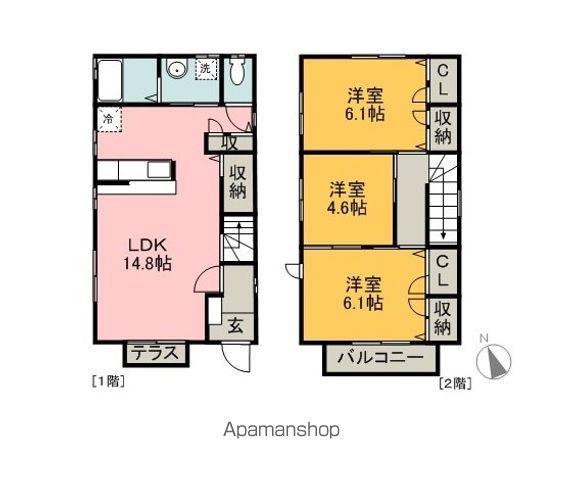 岐阜県岐阜市 2階建 築12年(3LDK)の間取り写真