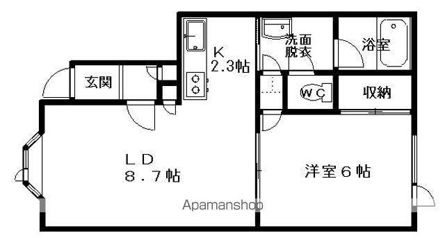 コーポサンB(1LDK/1階)の間取り写真