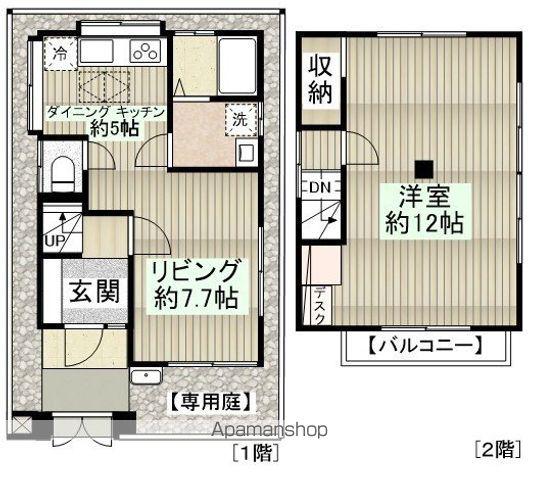 西武鉄道新宿線 狭山市駅 バス乗車時間:7分 土橋バス停で下車 徒歩6分 2階建 築53年(1LDK)の間取り写真