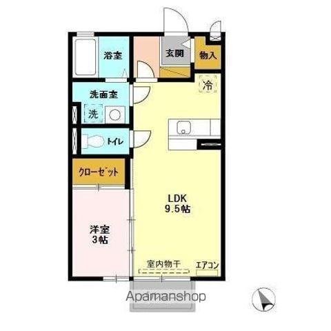 グランシャリオA(1LDK/2階)の間取り写真