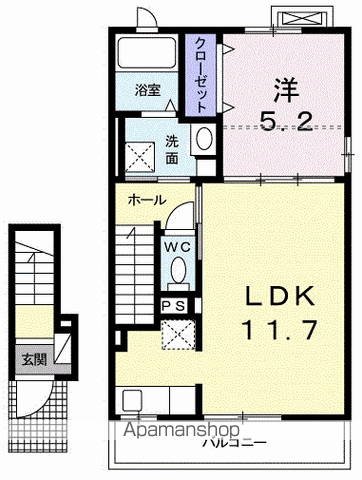 シャルドンB(1LDK/2階)の間取り写真
