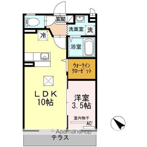 オリジアス II番館(1LDK/1階)の間取り写真