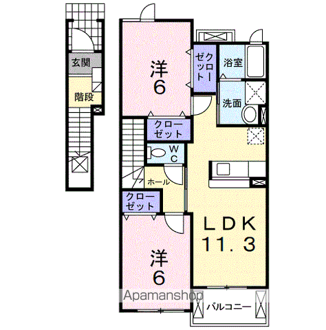 パークスクエアA(2LDK/2階)の間取り写真