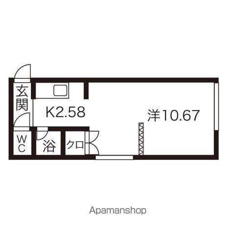 シティノースワン(1K/4階)の間取り写真