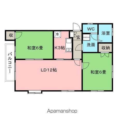 長門石ビレッジ(2LDK/2階)の間取り写真