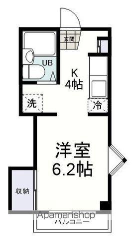 スカイハイツB(ワンルーム/3階)の間取り写真