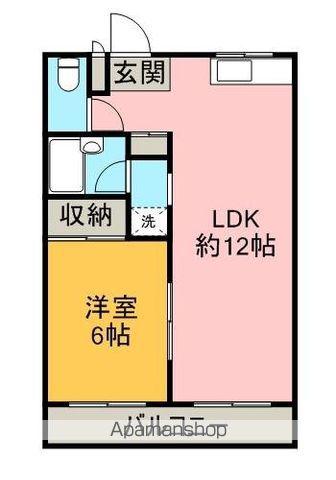 カサーナ新須賀(1LDK/1階)の間取り写真