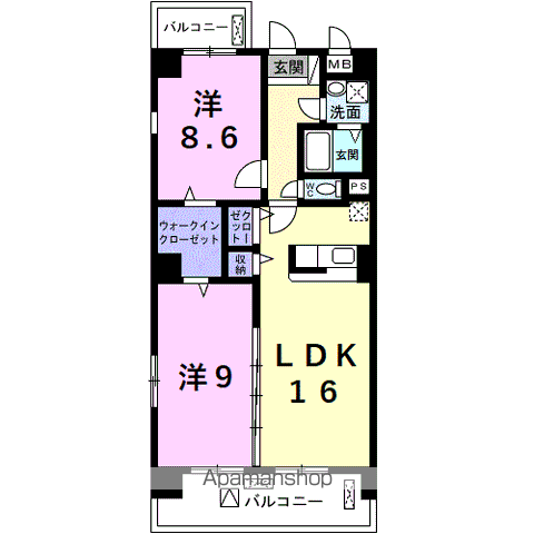 HSスパリア(2LDK/2階)の間取り写真