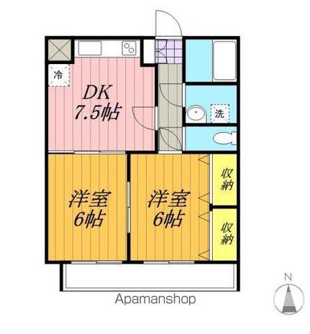 グランコート駒ヶ根(2DK/4階)の間取り写真