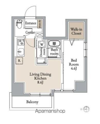 グランカーサ住吉Ⅱ(1LDK/2階)の間取り写真