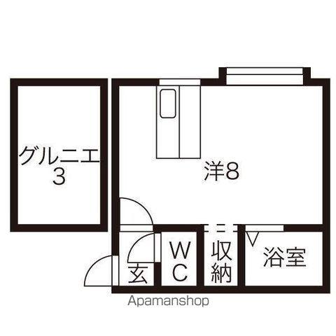 シンフォニー(ワンルーム/2階)の間取り写真