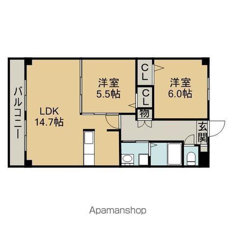 CRECER ウエスト(2LDK/1階)の間取り写真