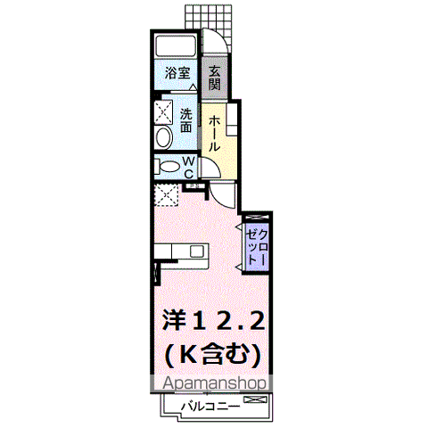 エヴァーグリーンB(ワンルーム/1階)の間取り写真