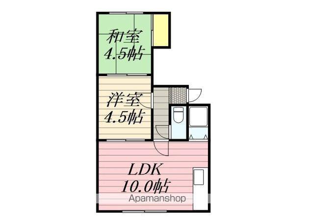 岡田ビル(2LDK/3階)の間取り写真
