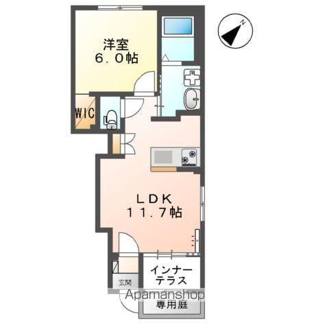 LE.LIEN広崎(1LDK/1階)の間取り写真