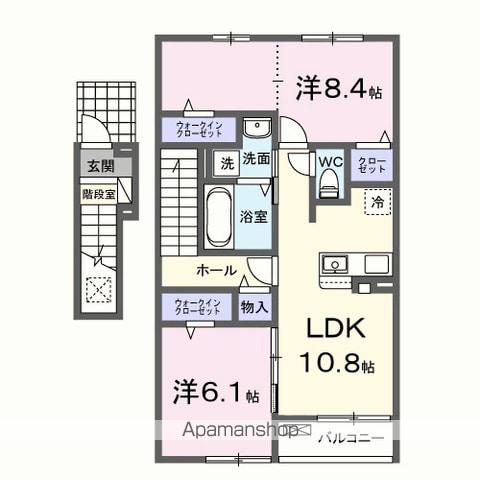 メゾンド・プチ・フルールⅩⅡ(2LDK/2階)の間取り写真