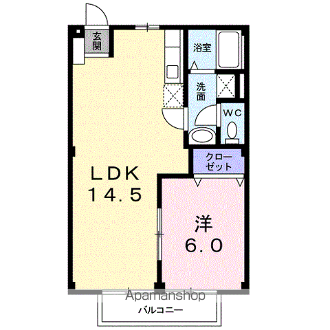 武中ハイツ(1LDK/2階)の間取り写真