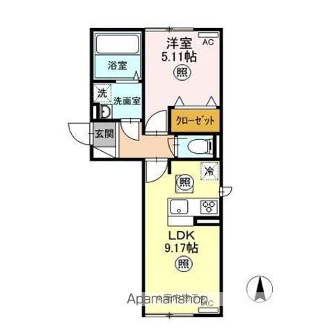 VILLA REGALOⅡ(1LDK/1階)の間取り写真