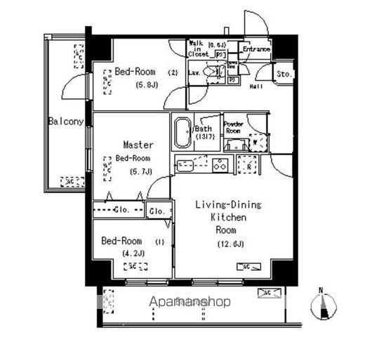 パークアクシス元浅草ステージ(3LDK/11階)の間取り写真