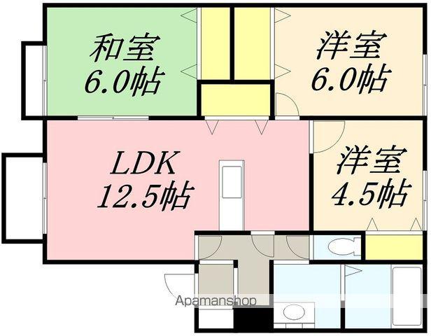 パナハイツミワA棟(3LDK/2階)の間取り写真
