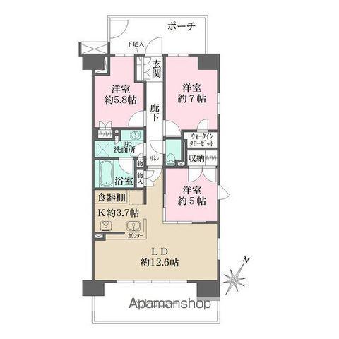 ザ・パークハウスオイコス赤羽志茂フォーススクエア(3LDK/11階)の間取り写真