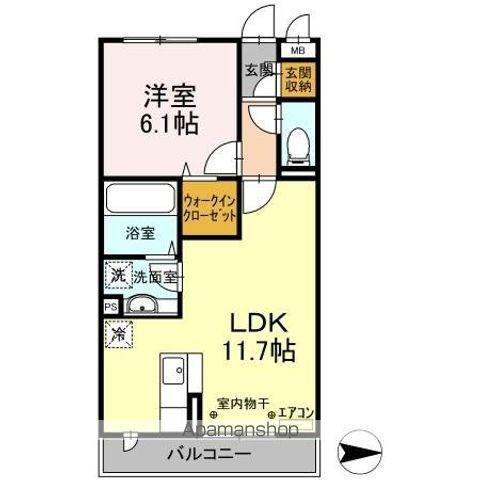 ロイヤルコートB(1LDK/3階)の間取り写真