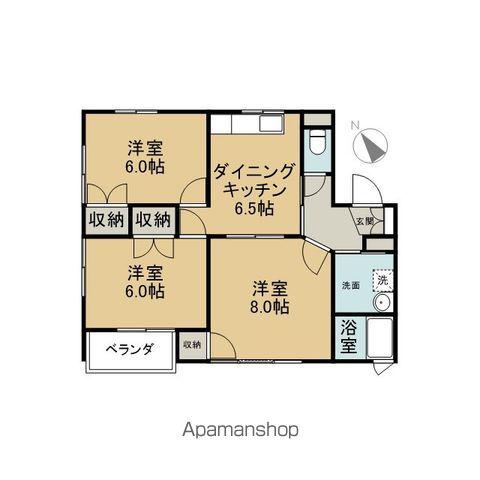 メープルタウンI棟(3DK/2階)の間取り写真