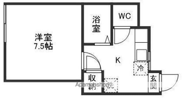 ドミール宮町(1K/1階)の間取り写真