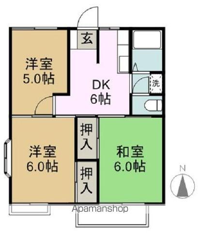 グランデュール降旗(3DK/2階)の間取り写真