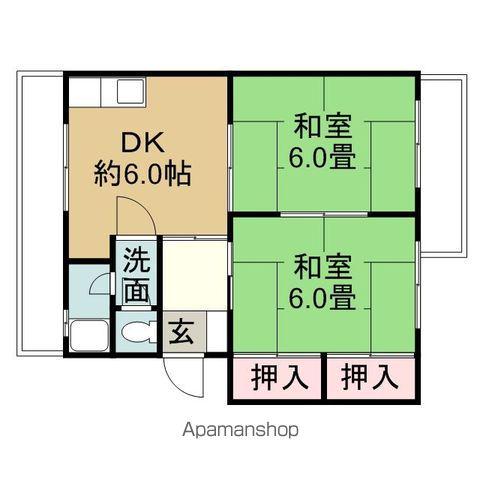 東液商事ビルⅡ(2DK/3階)の間取り写真