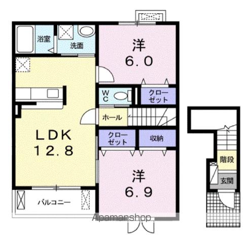 アンジュ スリール(2LDK/2階)の間取り写真