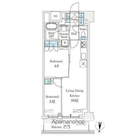 フロンティアレジデンス錦糸公園(2LDK/6階)の間取り写真