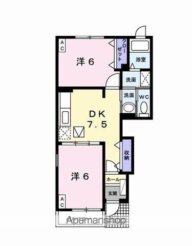 メゾンラルジュ B(2DK/1階)の間取り写真