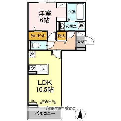 ファルコンベース若宮(1LDK/2階)の間取り写真