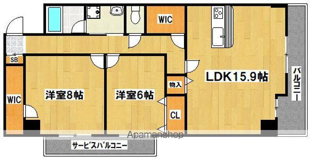 ヴェルドミールユモト(2LDK/5階)の間取り写真